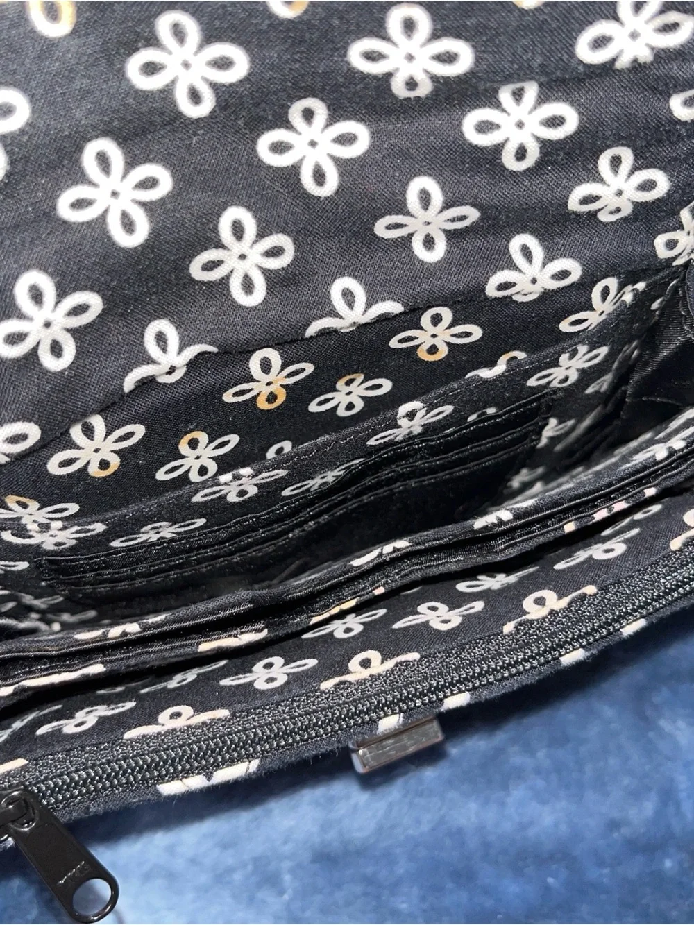 Vera Bradley Black and White Quilted Wristlet Wallet with Geometric Print - Picture 3 of 5